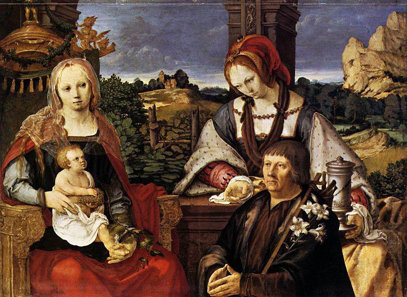 Lucas van Leyden Virgin and Child with Mary Magdalen and a donor. china oil painting image